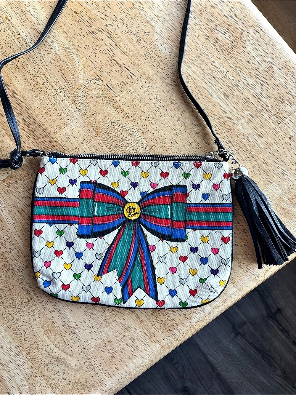 Brighton Love and Joy Canvas Crossbody Pouch White & Red